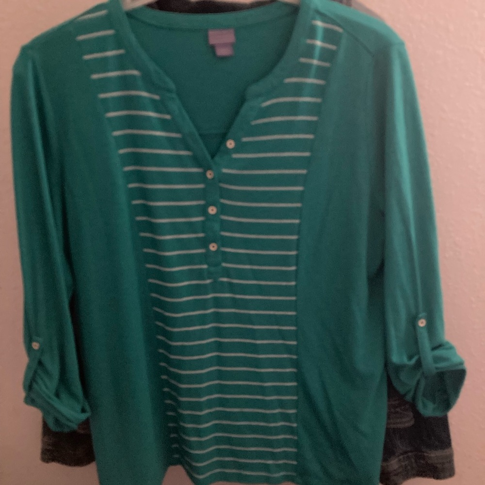 Sharp long sleeve knit cotton blend shirt with button up roll sleeves.  NWOT